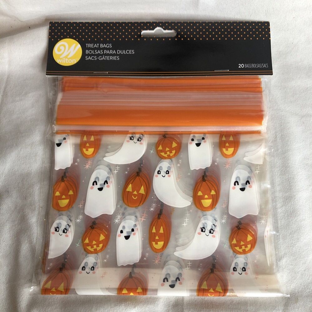 Wilton Happy Halloween Resealable Ghost and Pumpkin Treat Bags, 20-Count